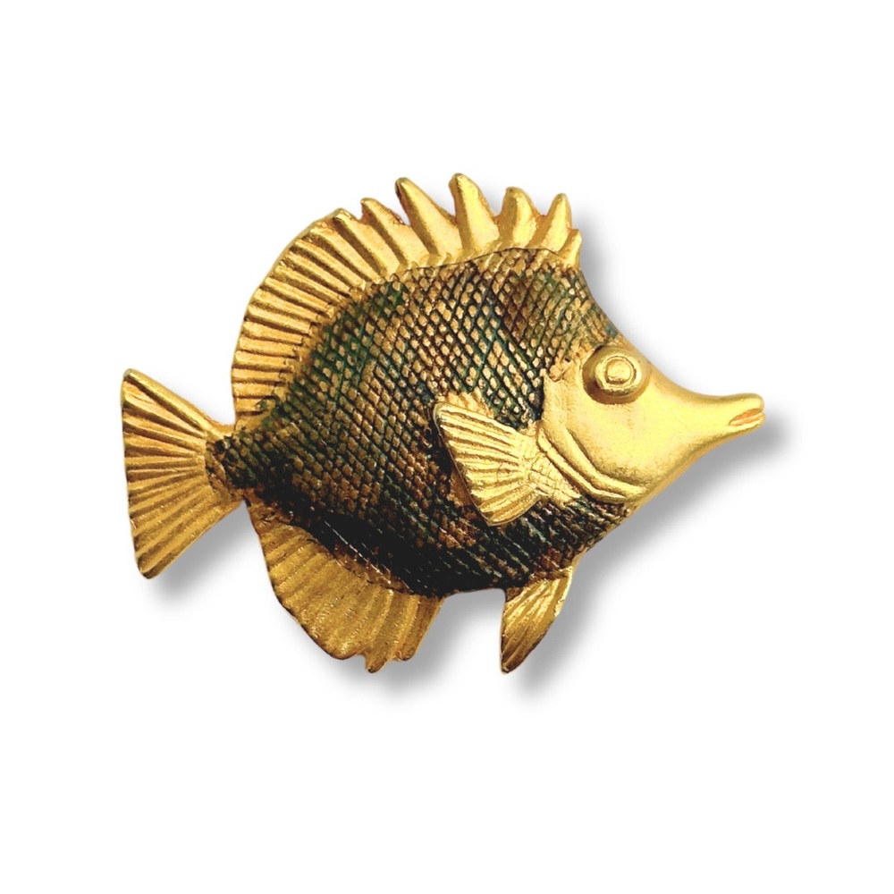 Goldtone Fun Smiling Fish Broach Pin